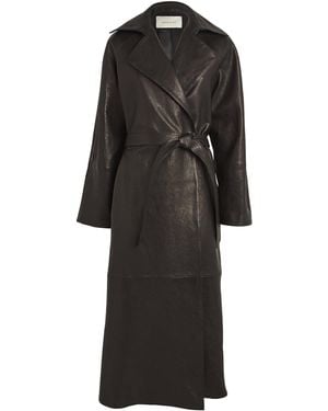 Magda Butrym Leather Oversized Trench Coat - Black