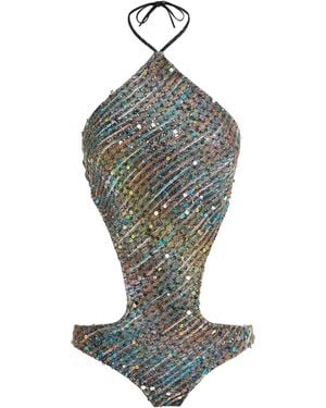 Missoni Sequinned Cut-Out Halterneck Swimsuit - Grey