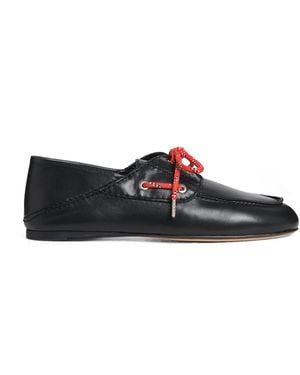 Sandro Leather Boat Shoe Mules - Black
