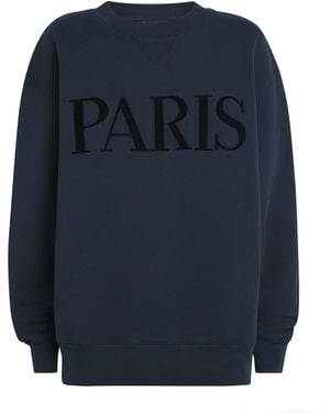 Maje Cotton Paris Graphic Sweatshirt - Blue