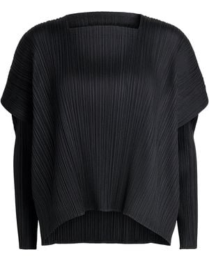 Pleats Please Issey Miyake Pleated Module Top - Black