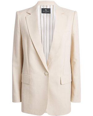 Etro Wool Single-Breasted Blazer - Natural
