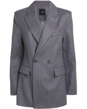 Anine Bing Wool Pinstripe Tiphaine Blazer - Grey