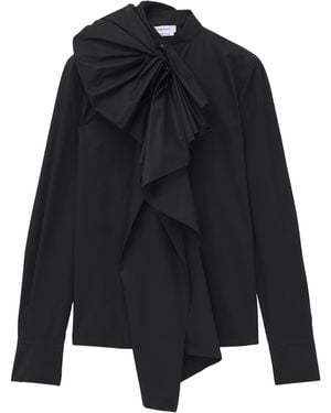 McQueen Cotton Poplin Asymmetric Shirt - Black