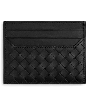 Bottega Veneta Leather Intrecciato Card Holder - Black