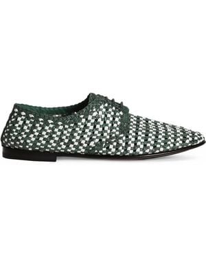 Dolce & Gabbana Goatskin Woven Derby Shoes - Green