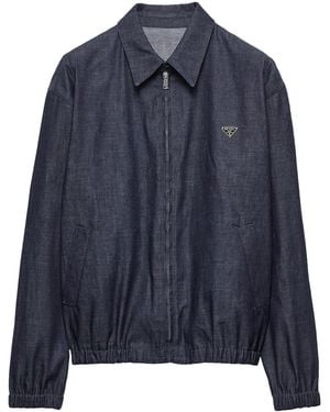 Prada Chambray Denim Blouson Jacket - Blue