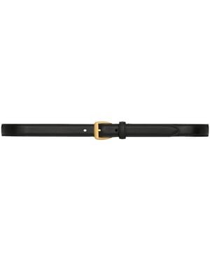 Saint Laurent Leather Trapezoid Buckle Belt - White