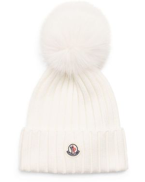 Moncler Virgin Wool Pom-Pom Beanie - White