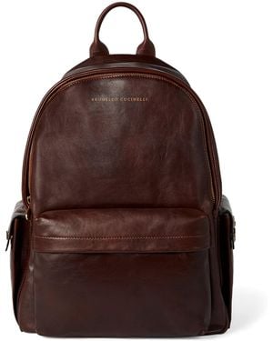 Brunello Cucinelli Calfskin Travel Backpack - Brown