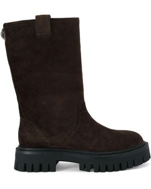 Kurt Geiger Suede Kingly Biker Boots - Black