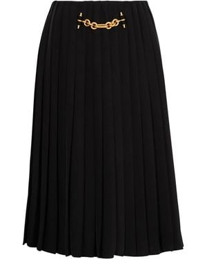 Balmain Chain-Detail Pleated Midi Skirt - Black