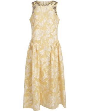 Cinq À Sept Organza Jacquard Florence Midi Dress - Metallic