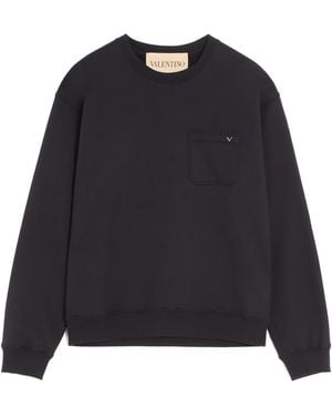 Valentino Garavani Cotton-Blend V- Sweatshirt - Black