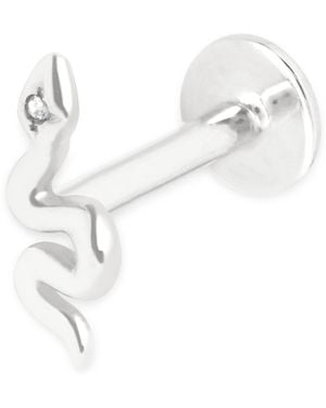 Astrid & Miyu And Topaz Single Snake Stud Earring - White