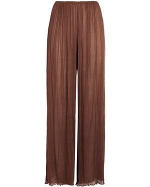 Moré Noir Silk Chiffon Pleated Max Pants - Brown