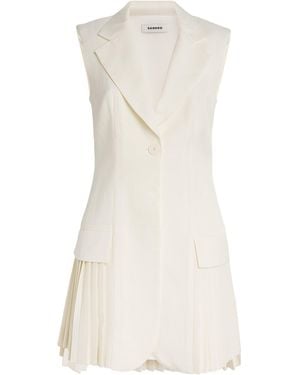 Sandro Pleated Mini Dress - White