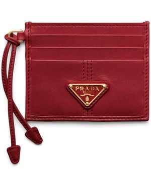 Prada Leather Card Holder - Red