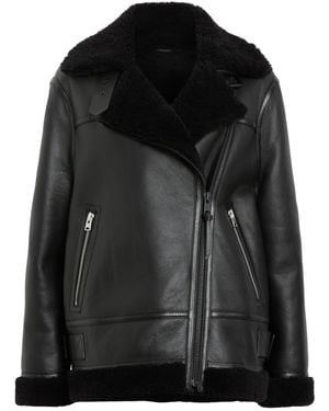 AllSaints Leather-Shearling Sola Jacket - Black