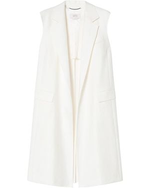 Marina Rinaldi Linen Sleeveless Longline Blazer - White