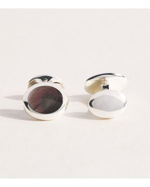 Deakin & Francis Sterling And Mother Of Pearl Oval Cufflinks - Natural