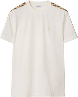 Burberry Check-Trim T-Shirt - White