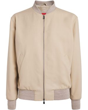 Isaia Cotton-Silk Bomber Jacket - Natural