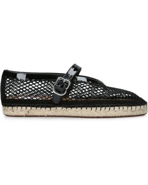 Alaïa Mesh-Leather Espadrille Ballet Flats - Black