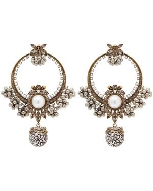 McQueen Faux Pearl Heirloom Drop Earrings - Metallic