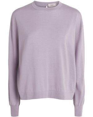 Agnona Wool-Silk-Cashmere Crew-Neck Sweater - Purple