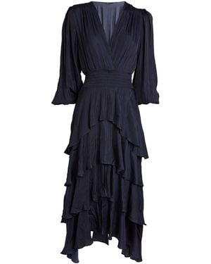 Maje Ruffled Midi Dress - Blue