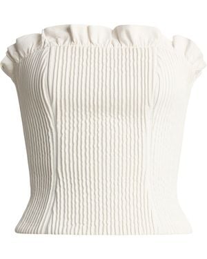 Ralph Lauren Leather Fisher Bustier Top - White