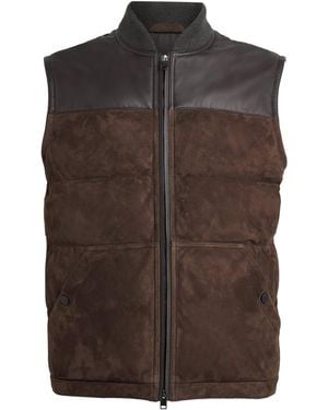 Brioni Suede-Nappa Padded Gilet - Brown