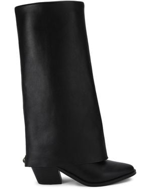 Kurt Geiger Leather Chiltern Foldover Boots 70 - Black