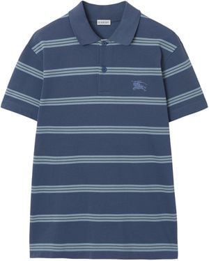 Burberry Cotton Stripe Polo Shirt - Blue