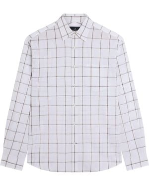dunhill Cotton-Linen Check Shirt - White