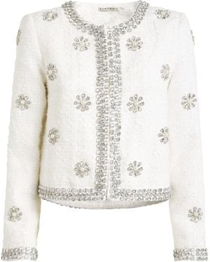 Alice + Olivia Embellished Kidman Cropped Jacket - White