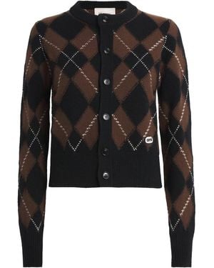 Ami Paris Wool Argyle Cardigan - Black