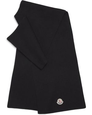 Moncler Wool Logo Scarf - Black