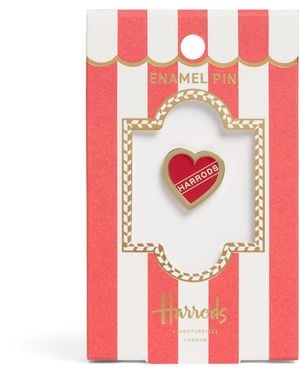 Harrods Enamel Heart Pin Badge - White