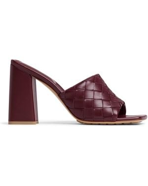 Bottega Veneta Lambskin Intrecciato Heeled Mules 85 - Purple