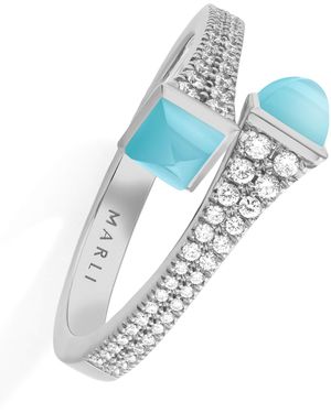 Marli New York Diamond And Sea Chalcedony Cleo Ring - White