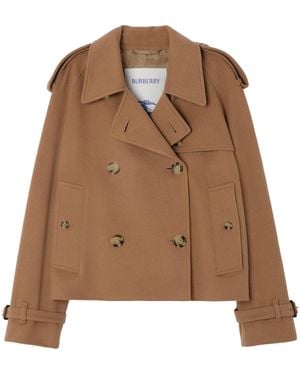 Burberry Cashmere Mayfair Cropped Trench Jacket - Brown