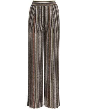 Missoni Knitted Stripe Wide-Leg Trousers - Brown