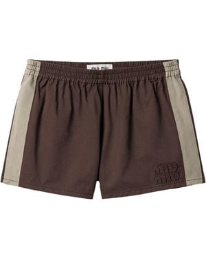 Miu Miu Cotton Twill Shorts - Brown