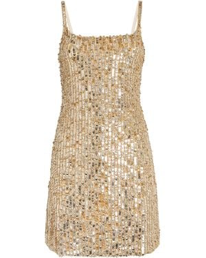 Alice + Olivia Embellished Nina Mini Dress - Natural