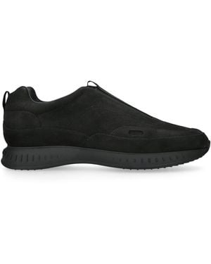 John Lobb Nubuck Leather Stream Elastic Trainers - Black
