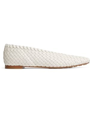 Bottega Veneta Intreccio Leather Sofia Ballet Flats - White