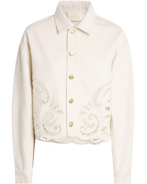 Ulla Johnson Bobbi Eyelet Denim Jacket - White