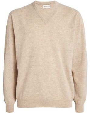 Johnstons of Elgin Cashmere V-Neck Jumper - Natural